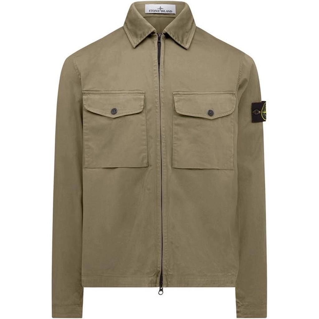 Stone Island Stretch Cotton Satin Overshirt - Beige